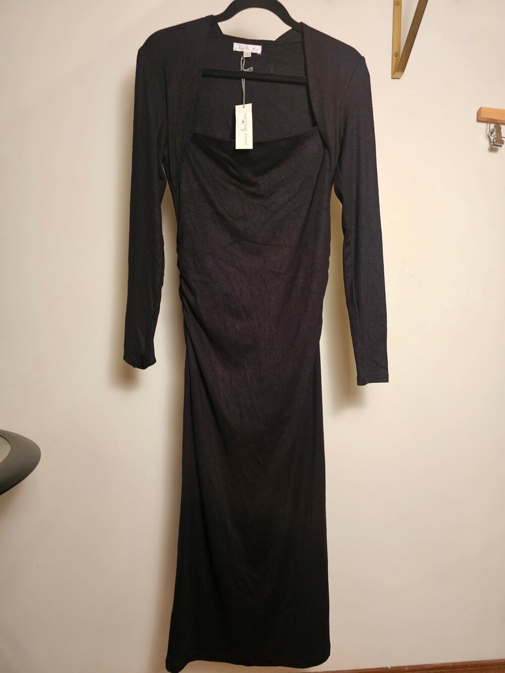 Nine Britton Bodycon Jersey Knit Stretch Midi Dress With Queen Anne Neckline